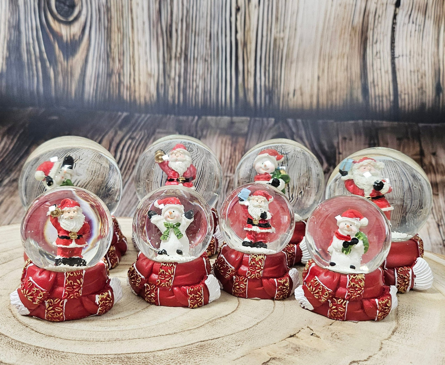 Adventspaket groß - Schneemann rot gold mit 8 Schneekugeln in zwei Größen - Schneekugelhaus