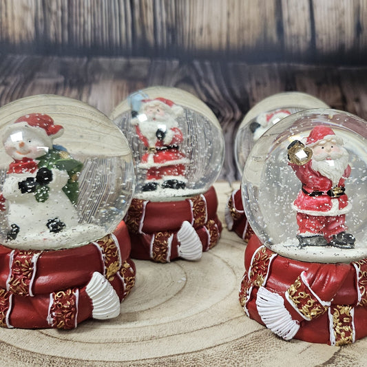 Adventspaket groß - Schneemann rot gold mit 8 Schneekugeln in zwei Größen - Schneekugelhaus