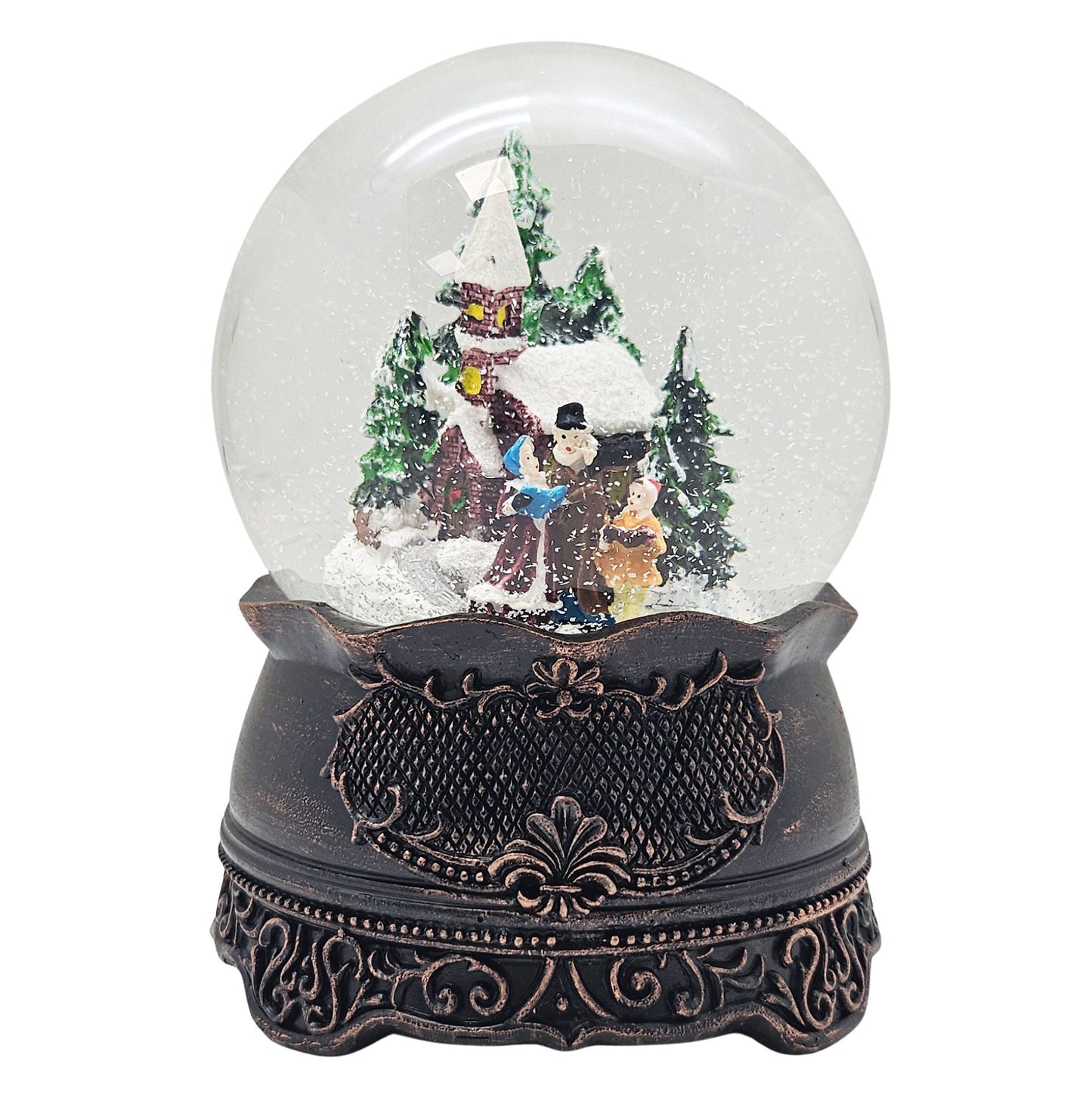 Dekopaket - Nostalgie Schneekugel Kupfer Antik mit 4 Schneekugeln in mehreren Größen - Schneekugelhaus