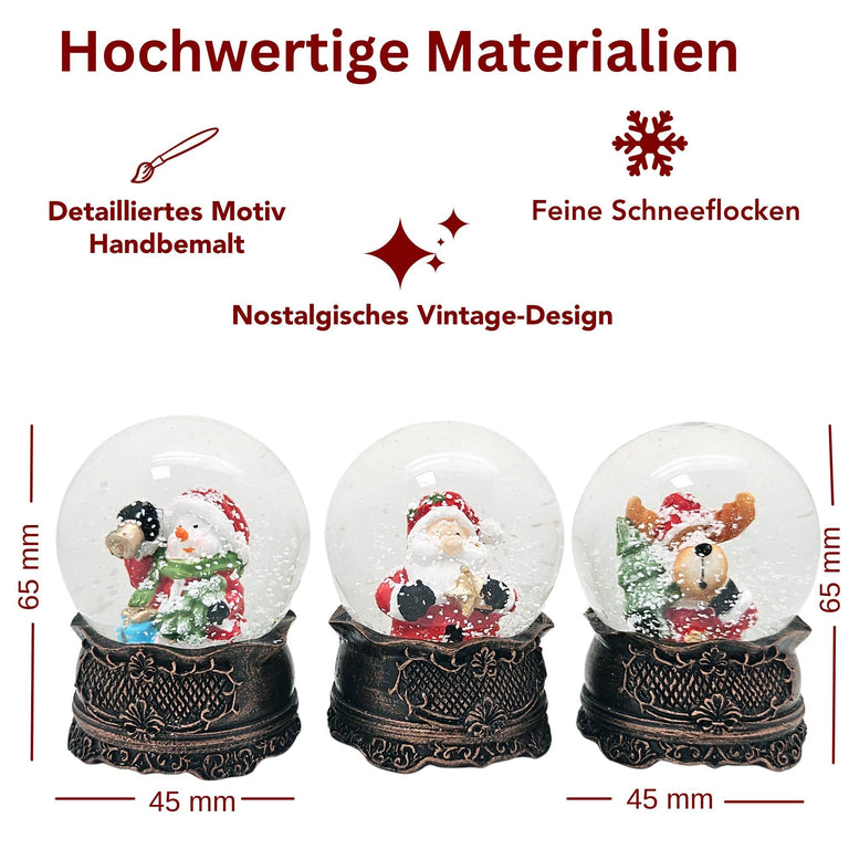 Dekopaket - Nostalgie Schneekugel Kupfer Antik mit 4 Schneekugeln in mehreren Größen - Schneekugelhaus
