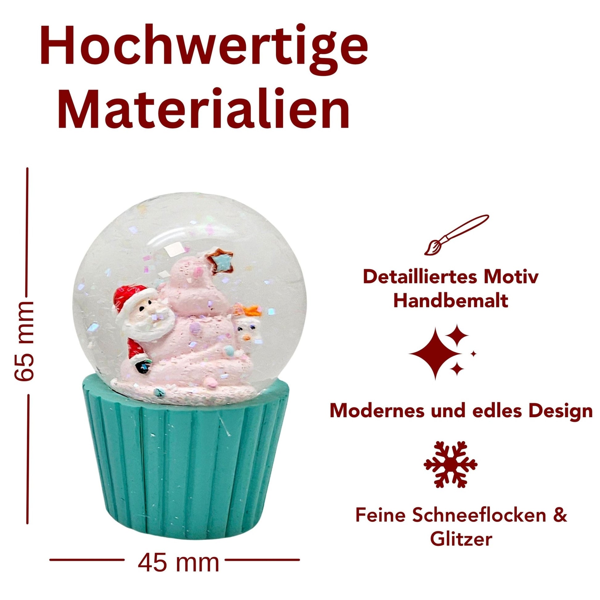 Dekopaket - Weihnachtsbäckerei Lebkuchenfamilie Muffin mit 3 Schneekugeln in mehreren Größen - Schneekugelhaus
