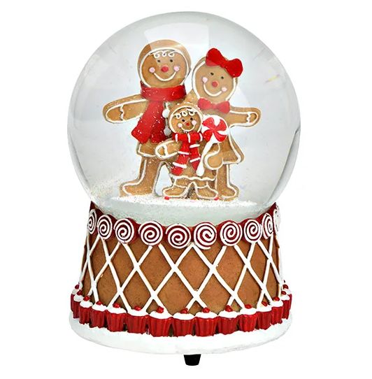 Dekopaket - Weihnachtsbäckerei Lebkuchenfamilie Muffin mit 3 Schneekugeln in mehreren Größen - Schneekugelhaus