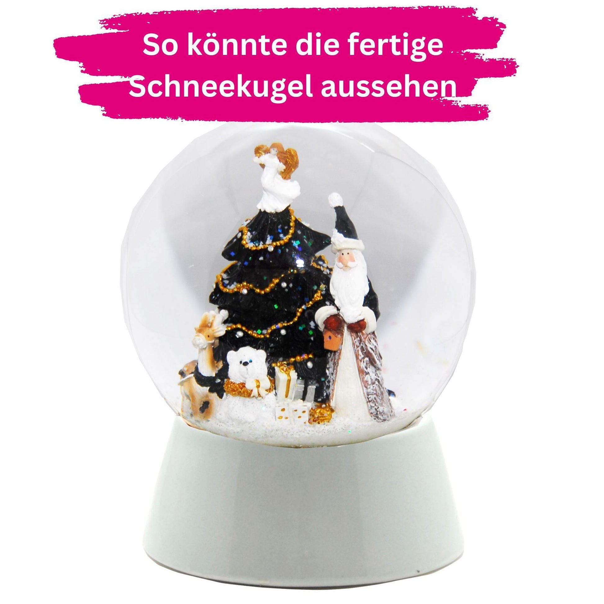 DIY - Komplett - Bastelset für Glas - Schneekugel 120x160mm mit Schnee, Glitzer, Wasserklar & Kleber - Schneekugelhaus