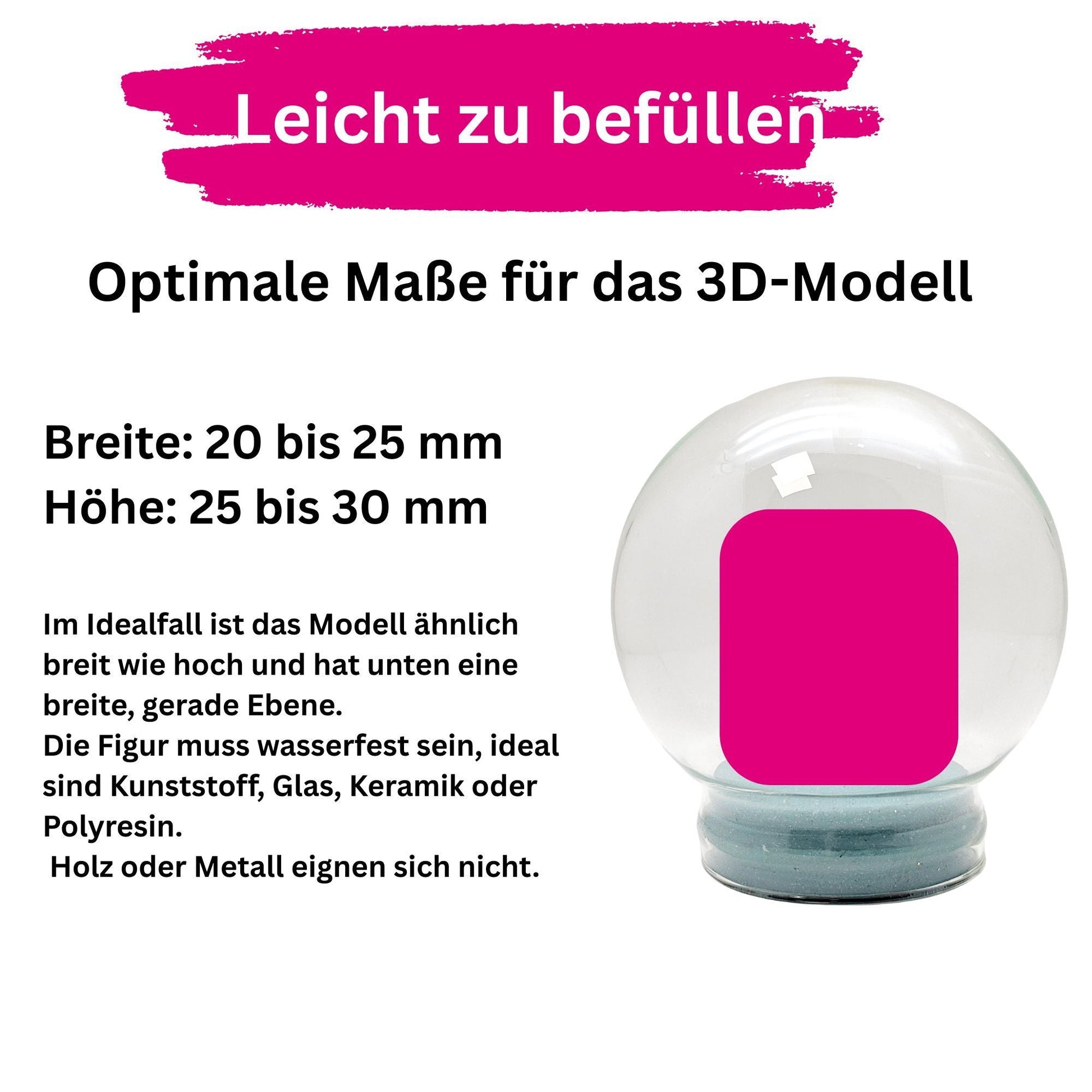 DIY - Komplett - Bastelset für Glas - Schneekugel 65x85mm mit Schnee, Glitzer, Wasserklar & Kleber - Schneekugelhaus