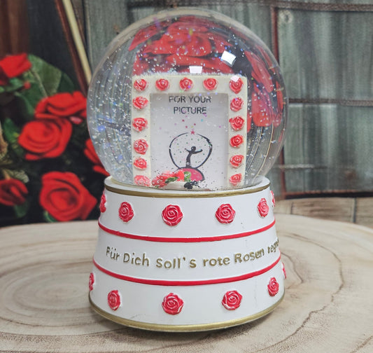 Foto - Schneekugel Für dich soll´s rote Rosen regnen Glaskugel Wechselrahmen - Schneekugelhaus