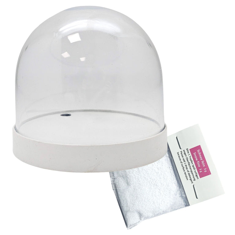 Kunststoff - Schneekugel rund weiß für FIMO 86 x 75 mm - incl. 1 x Schnee - Schneekugelhaus