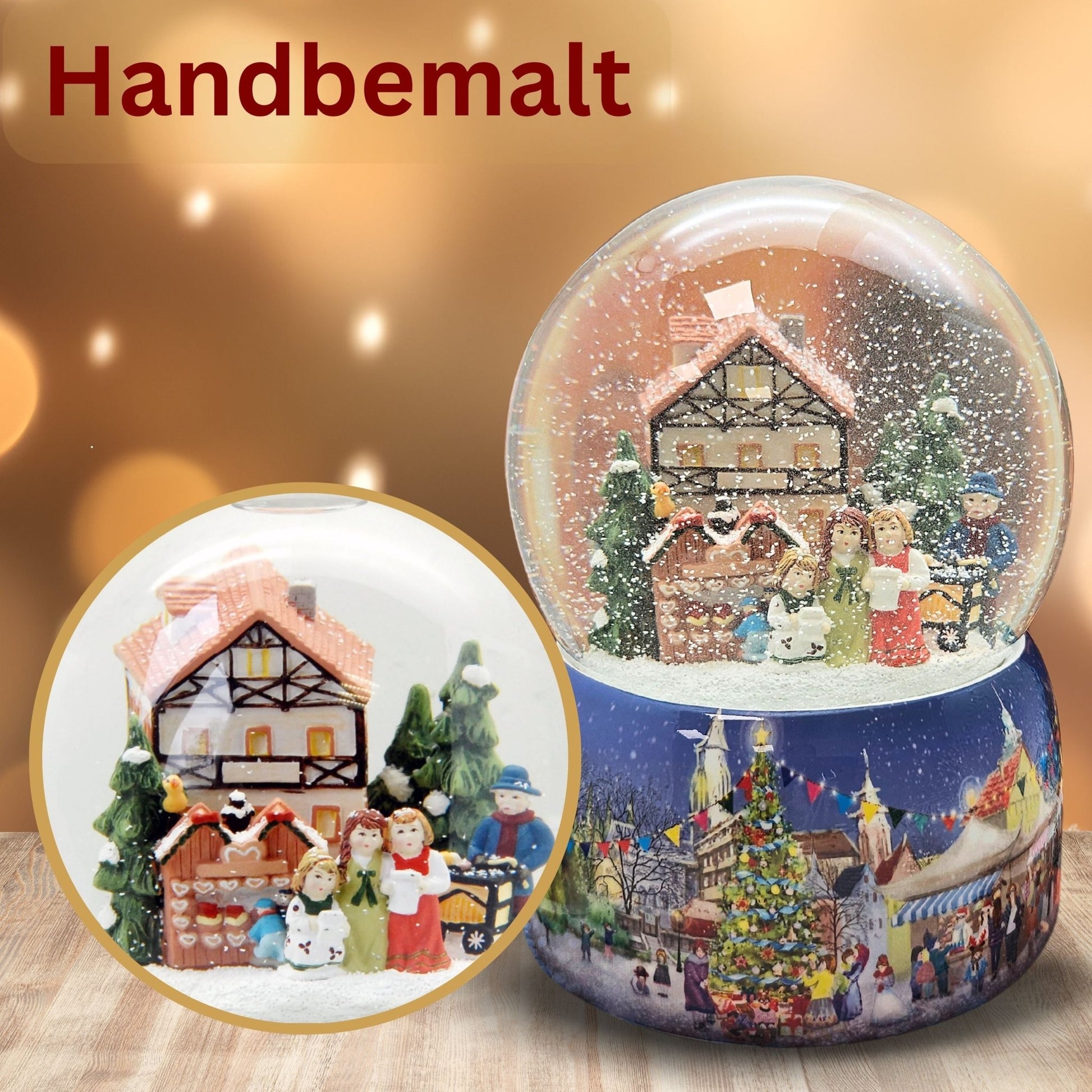 Mega Schneekugel Nostalgischer Weihnachtsmarkt mit Musikspieluhr Winter Wonderland - Schneekugelhaus