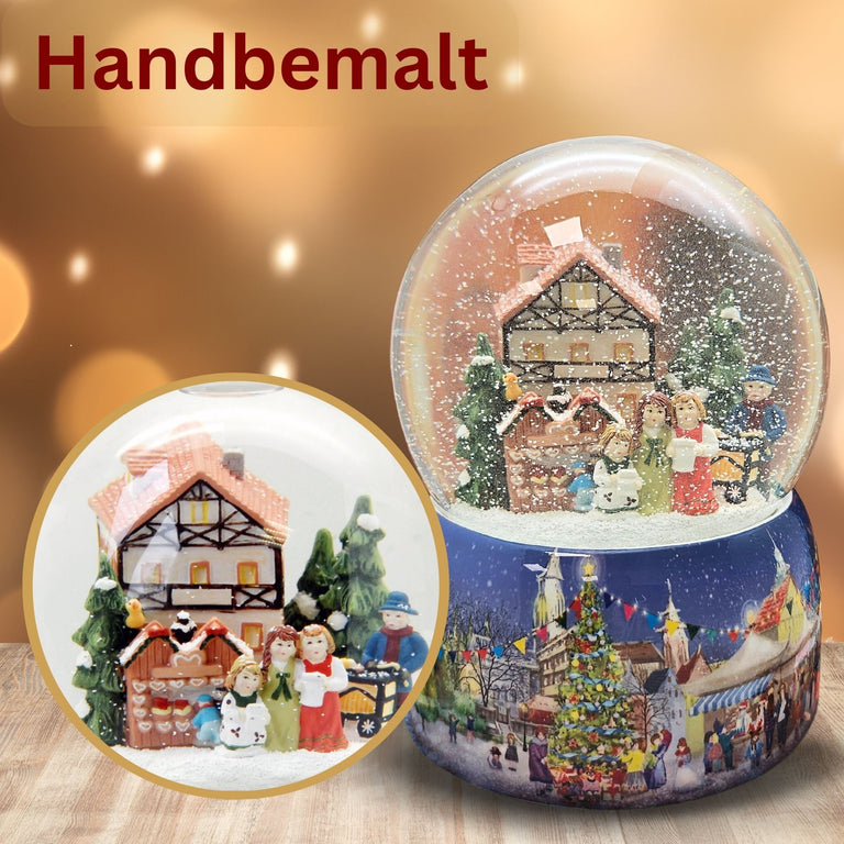 Mega Schneekugel Nostalgischer Weihnachtsmarkt mit Musikspieluhr Winter Wonderland - Schneekugelhaus