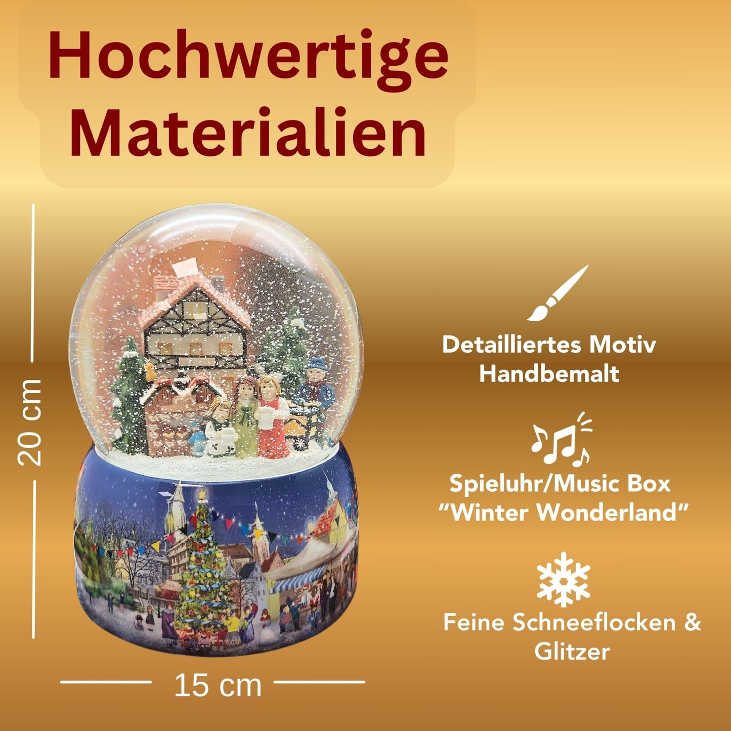 Mega Schneekugel Nostalgischer Weihnachtsmarkt mit Musikspieluhr Winter Wonderland - Schneekugelhaus
