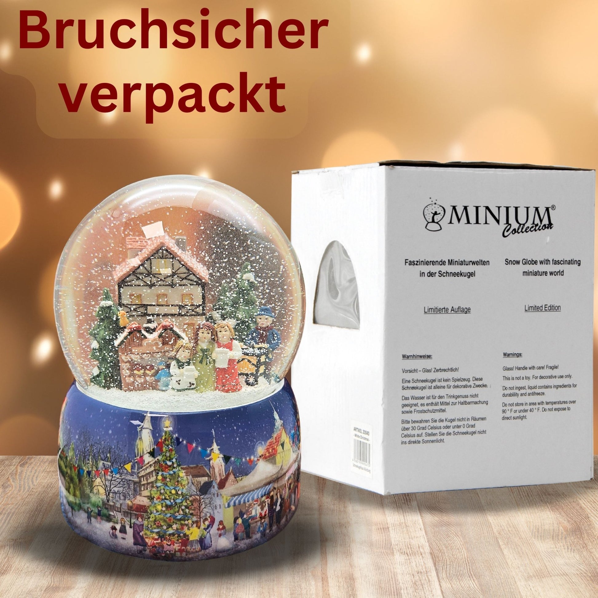 Mega Schneekugel Nostalgischer Weihnachtsmarkt mit Musikspieluhr Winter Wonderland - Schneekugelhaus