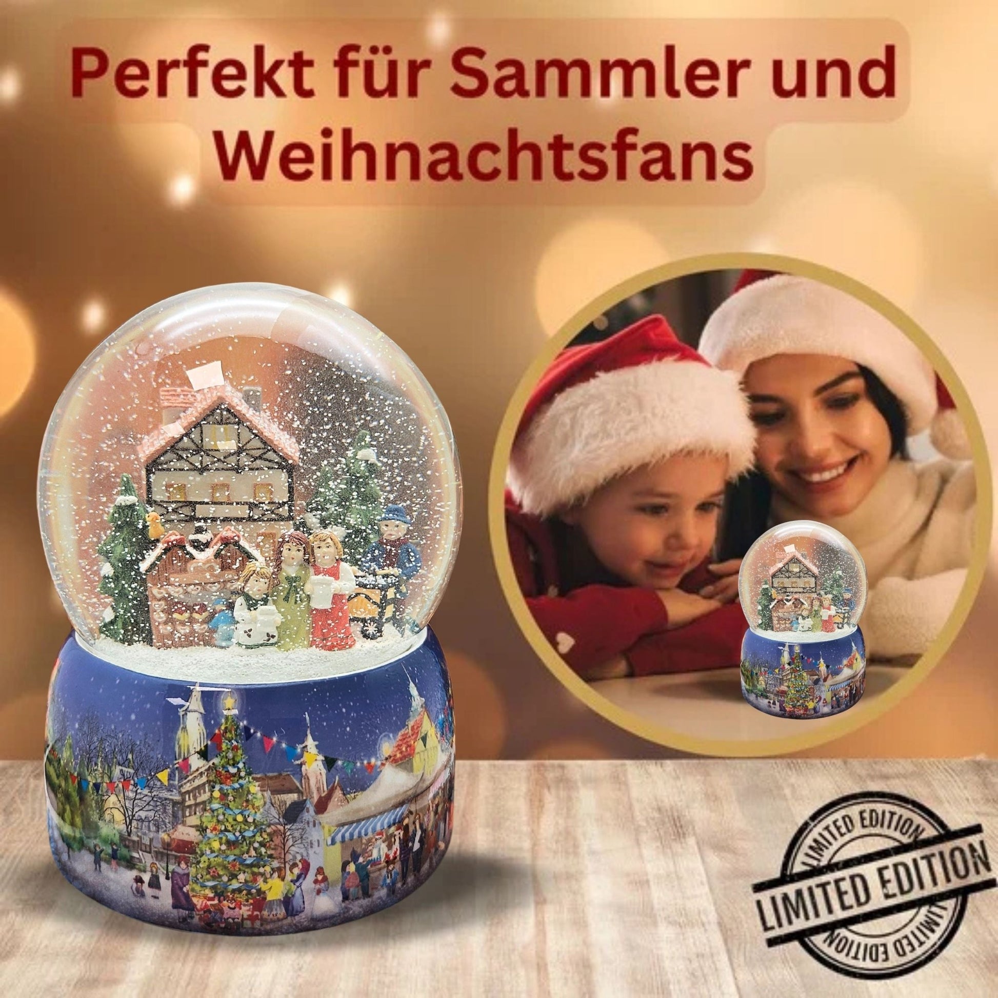 Mega Schneekugel Nostalgischer Weihnachtsmarkt mit Musikspieluhr Winter Wonderland - Schneekugelhaus