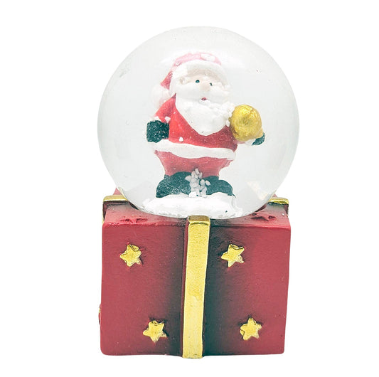 Mini - Schneekugeln Weihnachtsmann Kugel auf Geschenke - Sockel 45mm Durchmesser - Schneekugelhaus
