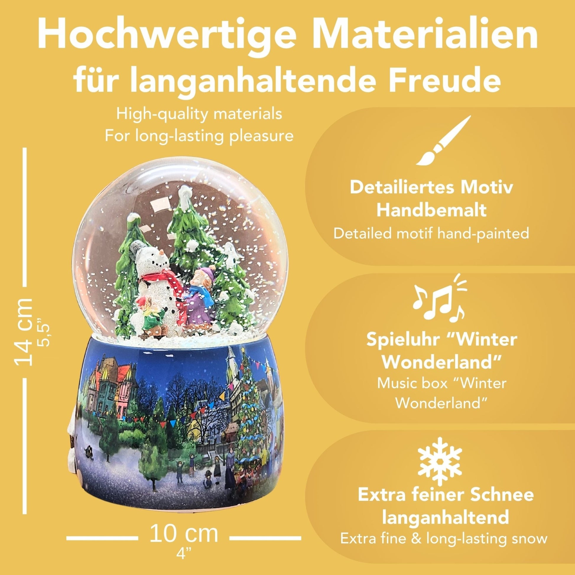 Nostalgie - Schneekugel mit Kinder bauen Schneemann mit Spieluhr - 100mm Durchmesser - Schneekugelhaus