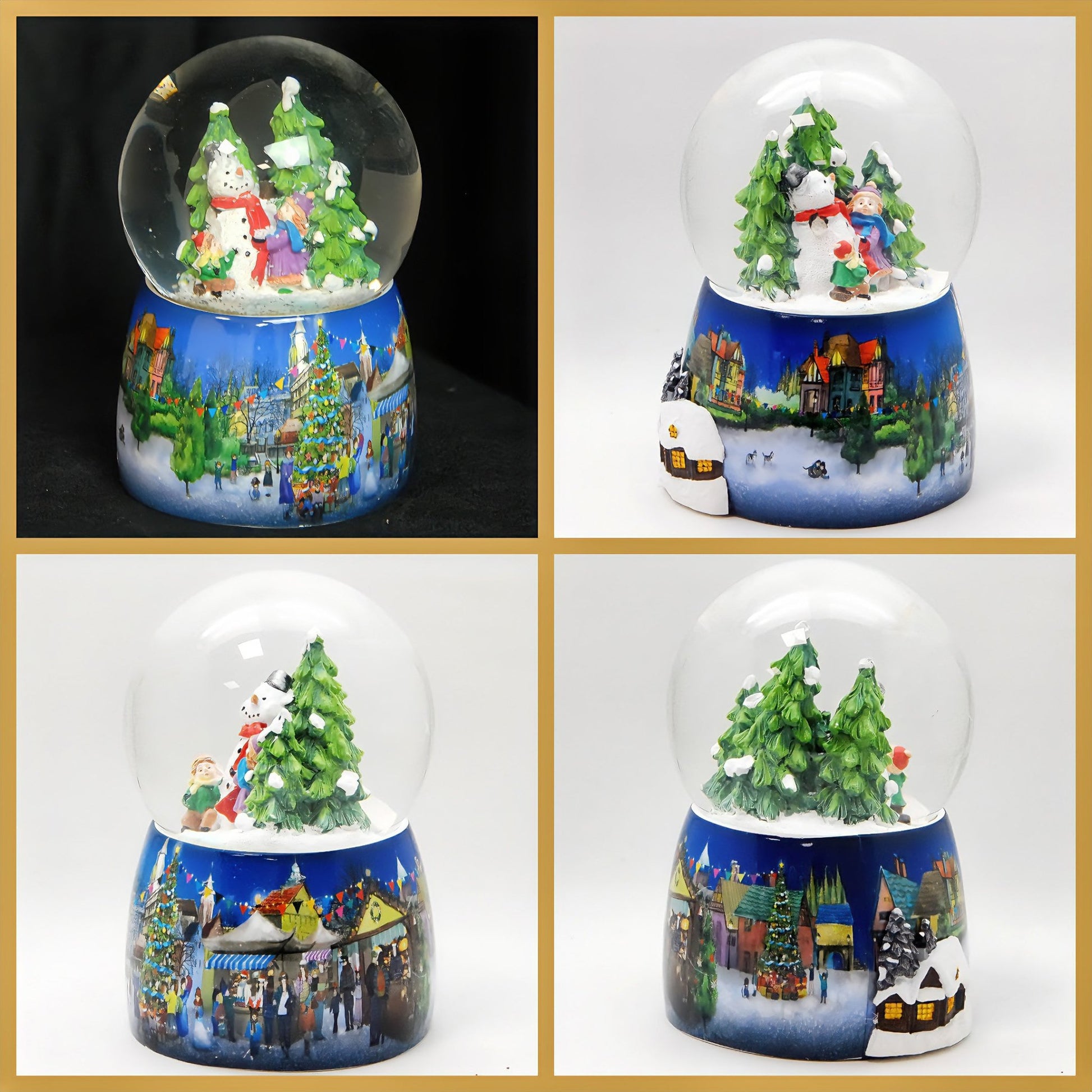 Nostalgie - Schneekugel mit Kinder bauen Schneemann mit Spieluhr - 100mm Durchmesser - Schneekugelhaus