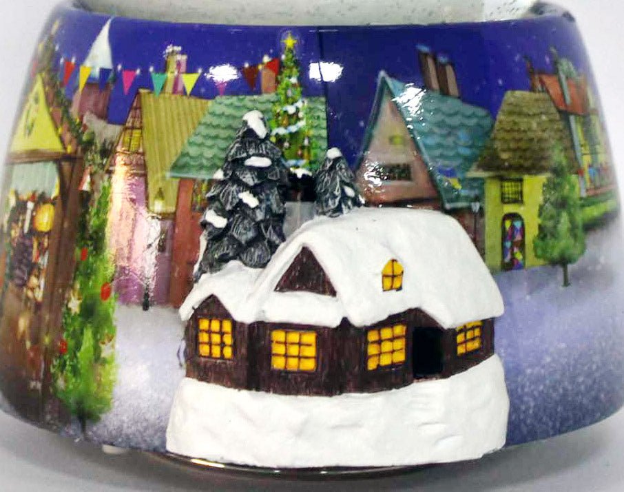 Nostalgie - Schneekugel mit Kindern und Schneemann mit Spieluhr - 100mm Durchmesser - Schneekugelhaus