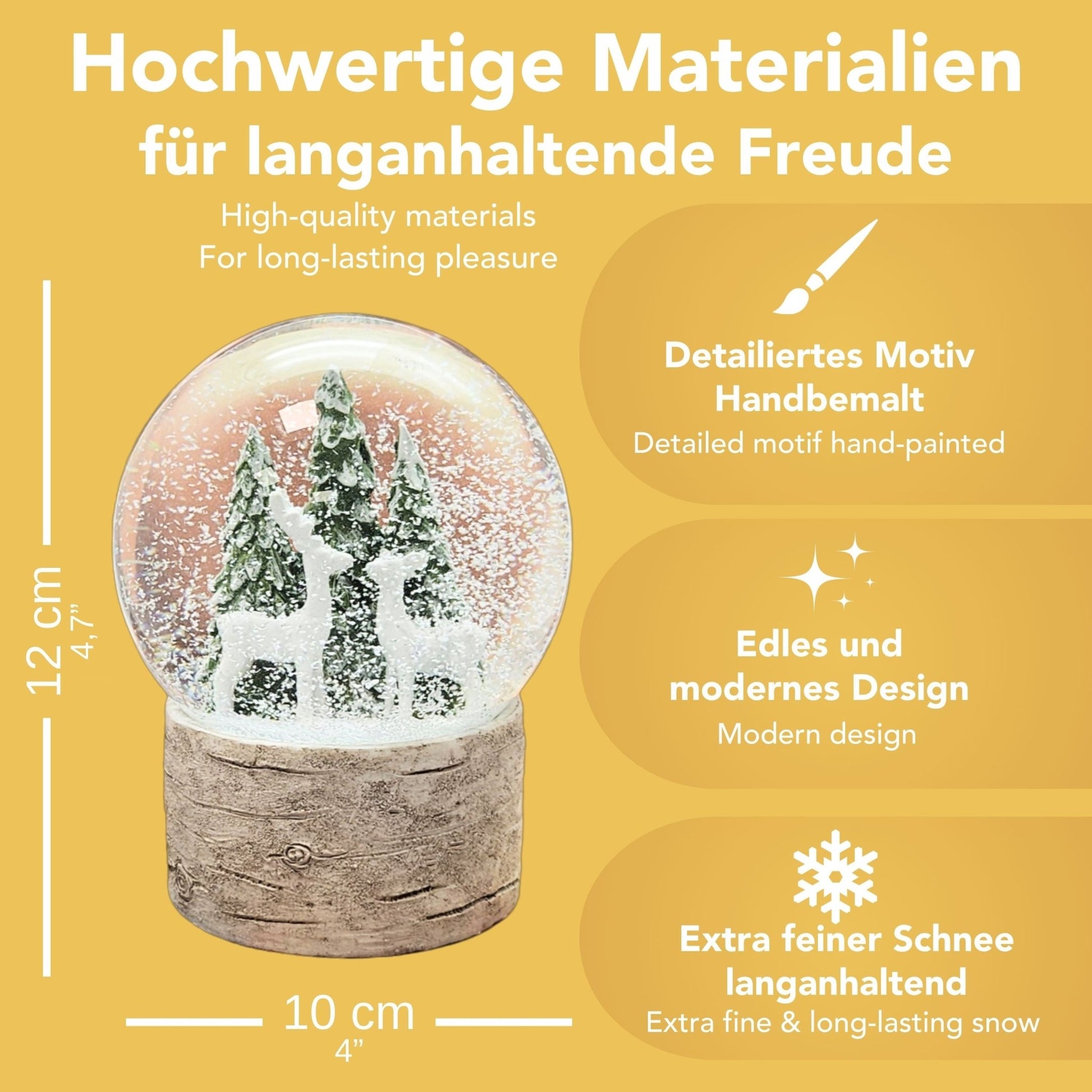 Schneekugel 2 Rehe auf Holzsockel "Country - Line" 10 cm Durchmesser - Schneekugelhaus