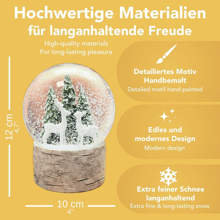 Schneekugel 2 Rehe auf Holzsockel "Country - Line" 10 cm Durchmesser - Schneekugelhaus