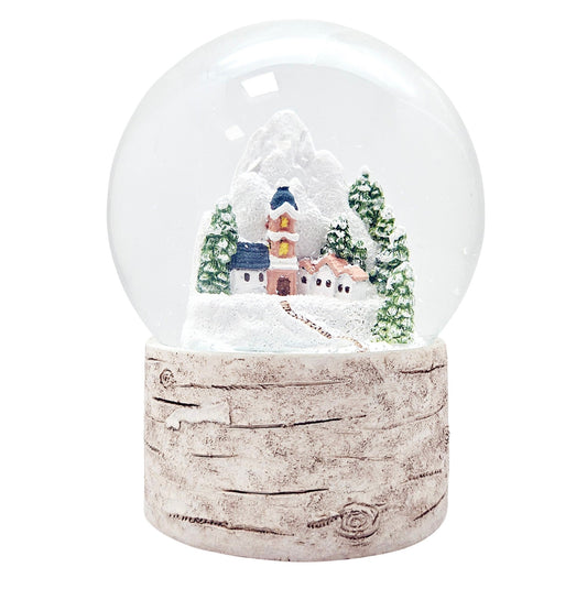 Schneekugel Bergdorf auf Holzsockel "Country - Line" 10 cm Durchmesser - Schneekugelhaus