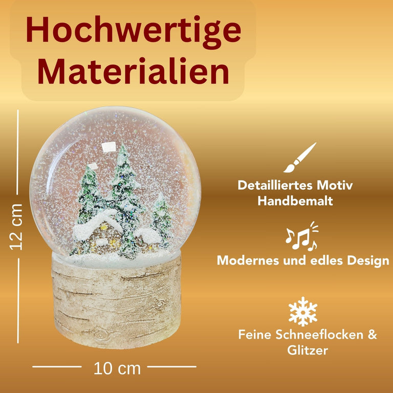 Schneekugel Hüttenzauber verschneite Berghütte auf Holzsockel "Country - Line" 10 cm Durchmesser - Schneekugelhaus