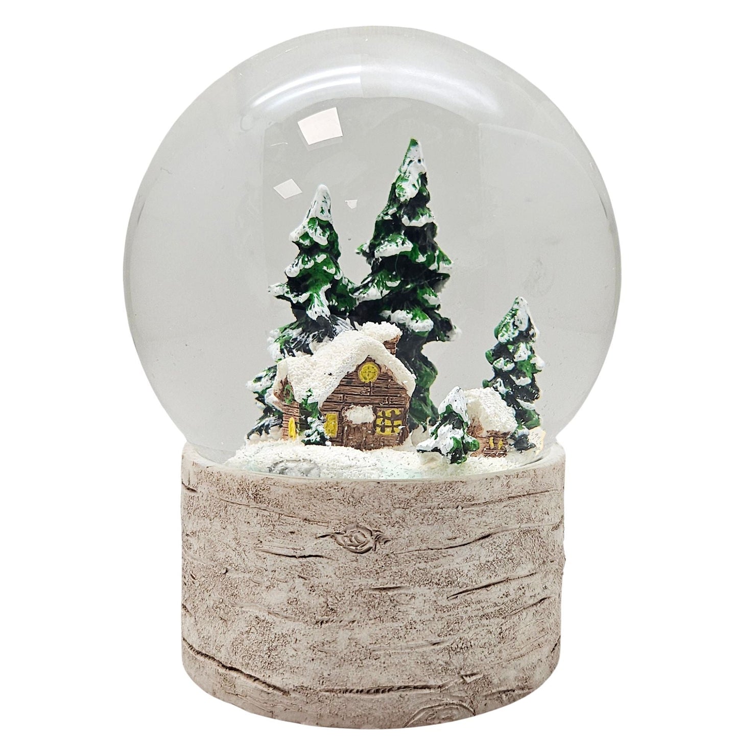 Schneekugel Hüttenzauber verschneite Berghütte auf Holzsockel "Country - Line" 10 cm Durchmesser - Schneekugelhaus