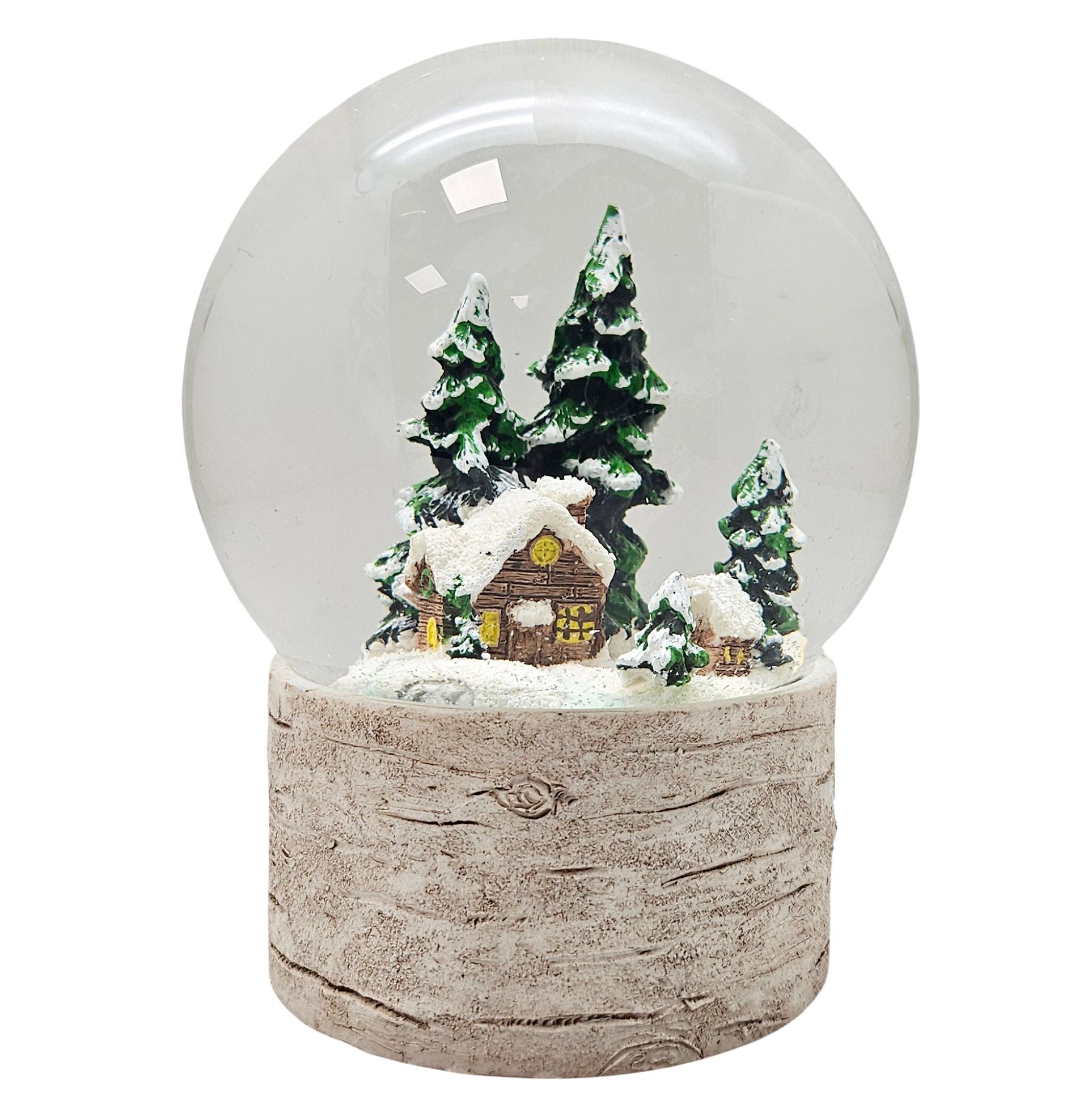 Schneekugel Hüttenzauber verschneite Berghütte auf Holzsockel "Country - Line" 10 cm Durchmesser - Schneekugelhaus