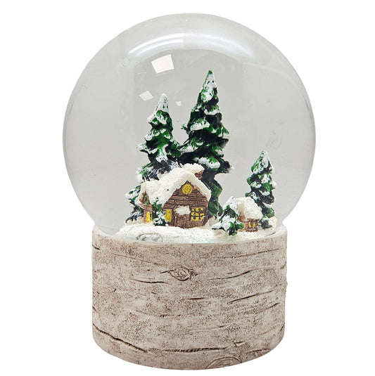 Schneekugel Hüttenzauber verschneite Berghütte auf Holzsockel "Country - Line" 10 cm Durchmesser - Schneekugelhaus