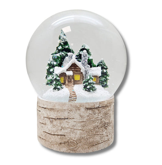 Schneekugel Hüttenzauber verschneite Berghütte auf Holzsockel "Country - Line" 10 cm Durchmesser - Schneekugelhaus
