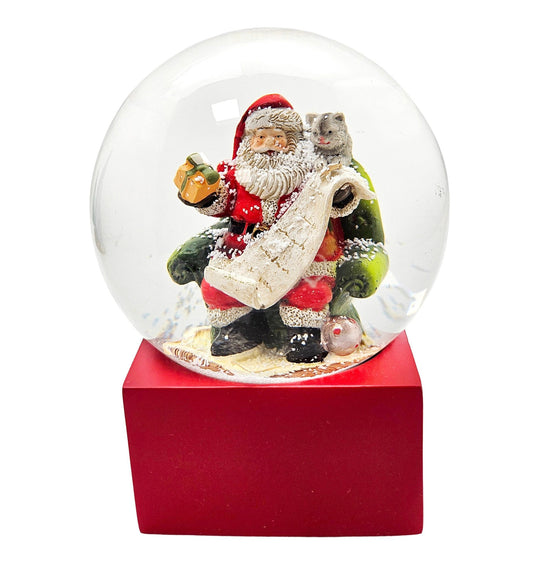 Schneekugel Santa Geschenkeliste rot eck "PURE - Line" 10 cm Durchmesser - Schneekugelhaus
