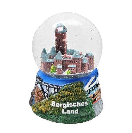 Souvenir Schneekugel Bergisches Land mit Schloss Burg Wuppertal Schwebebahn B: 6,5 H: 8,5 - Schneekugelhaus