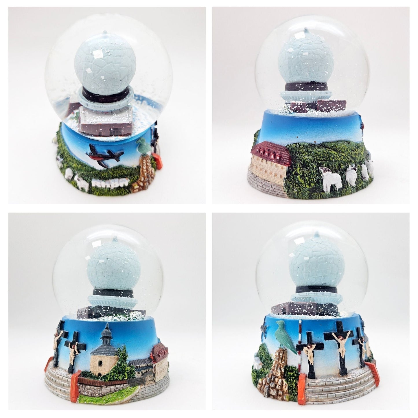 Souvenir Schneekugel Rhön mit Wasserkuppe Kloster Kreuzberg Rhönschaf Segelflieger B: 6,5 H: 8,5 - Schneekugelhaus