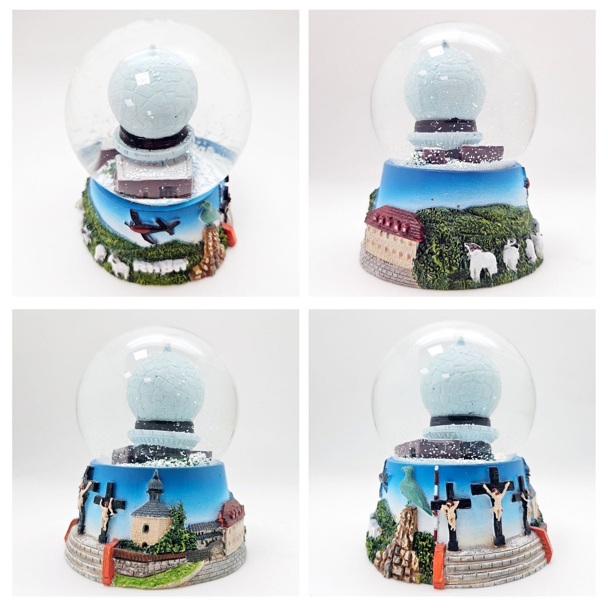 Souvenir Schneekugel Rhön mit Wasserkuppe Kloster Kreuzberg Rhönschaf Segelflieger B: 6,5 H: 8,5 - Schneekugelhaus