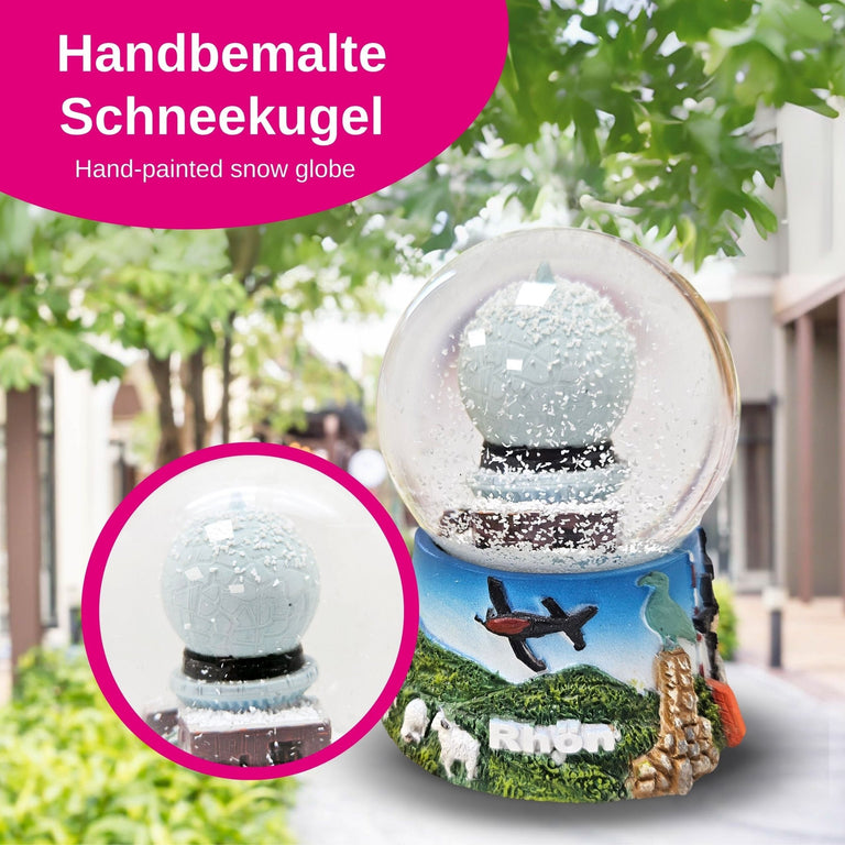 Souvenir Schneekugel Rhön mit Wasserkuppe Kloster Kreuzberg Rhönschaf Segelflieger B: 6,5 H: 8,5 - Schneekugelhaus