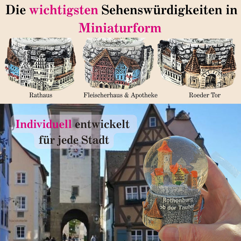 Souvenir Schneekugel Rothenburg Plönlein 45mm Durchmesser - Schneekugelhaus