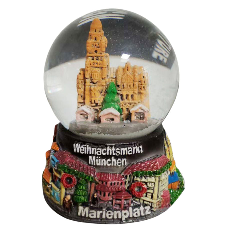 Souvenir Schneekugel Weihnachtsmarkt München Rathaus B: 4,5 H: 6,5 - Schneekugelhaus