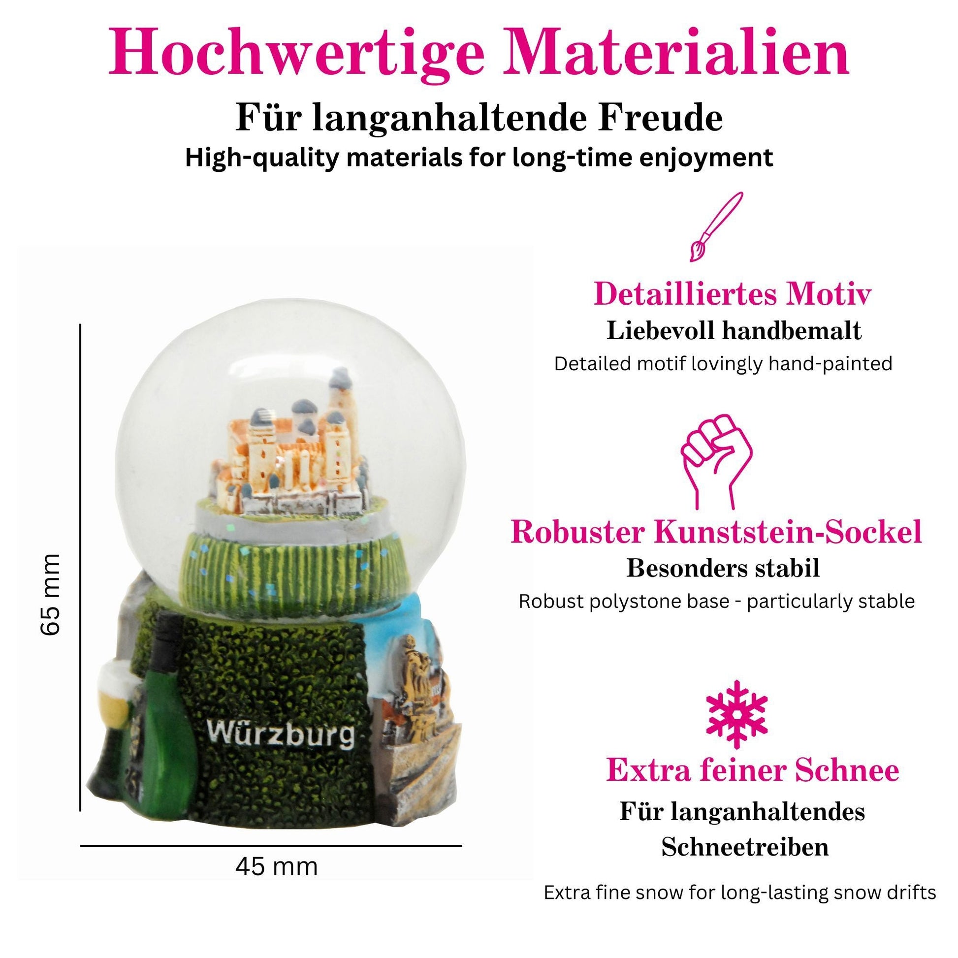 Souvenir Schneekugel Würzburg Festung Marienberg 45mm Durchmesser - Schneekugelhaus
