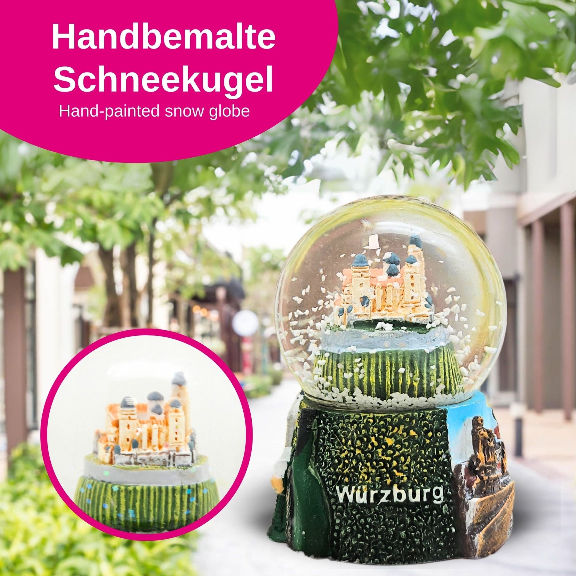 Souvenir Schneekugel Würzburg Festung Marienberg 45mm Durchmesser - Schneekugelhaus