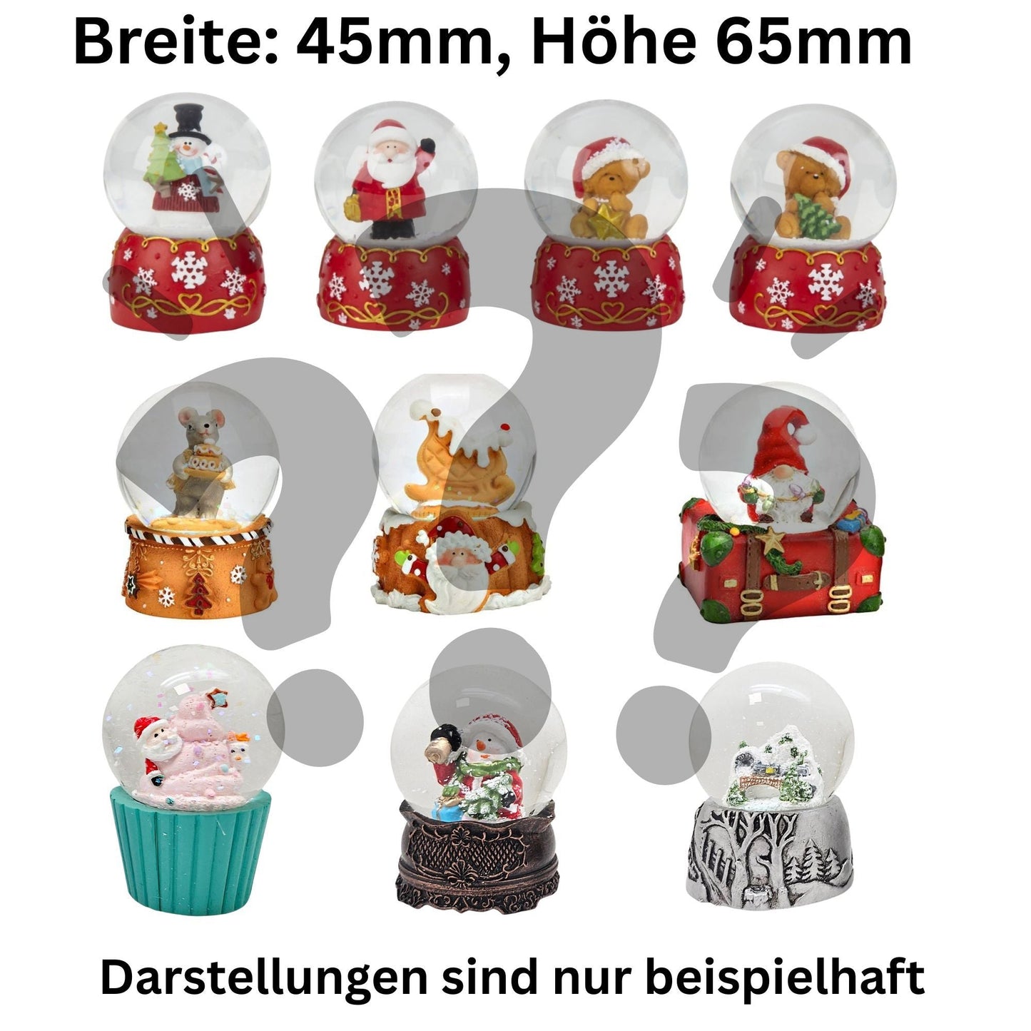 Surprise - Paket: 6 Mini - Schneekugeln - Auswahl zufällig - Schneekugelhaus
