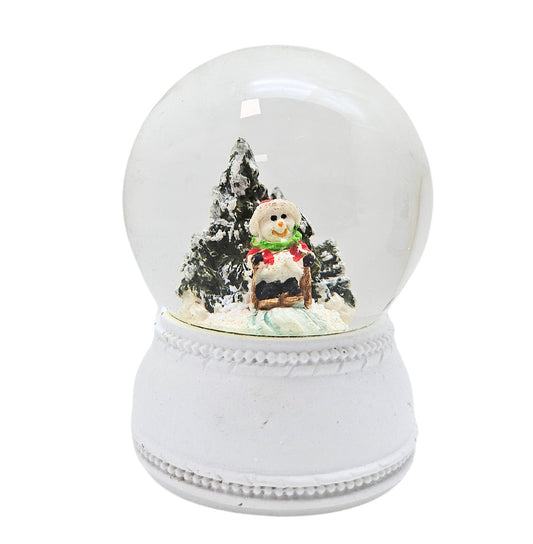 Süße Mini - Schneekugeln Schneemann Weihnachtsmütze mit Sockel weiß Nostalgie B: 45mm - Schneekugelhaus
