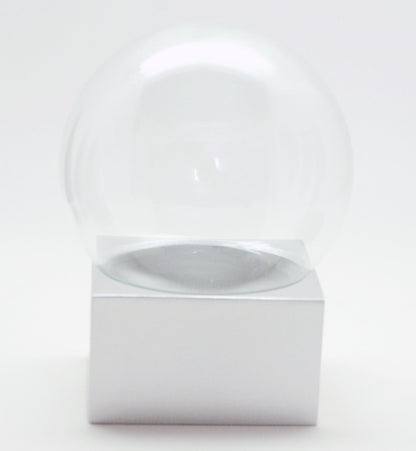 100mm Bastelset Polyresin Sockel silber eckig mit DIY-Schneekugel - Schneekugelhaus