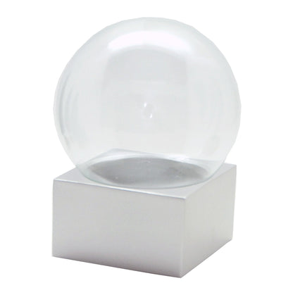 100mm Bastelset Polyresin Sockel silber eckig mit DIY-Schneekugel - Schneekugelhaus