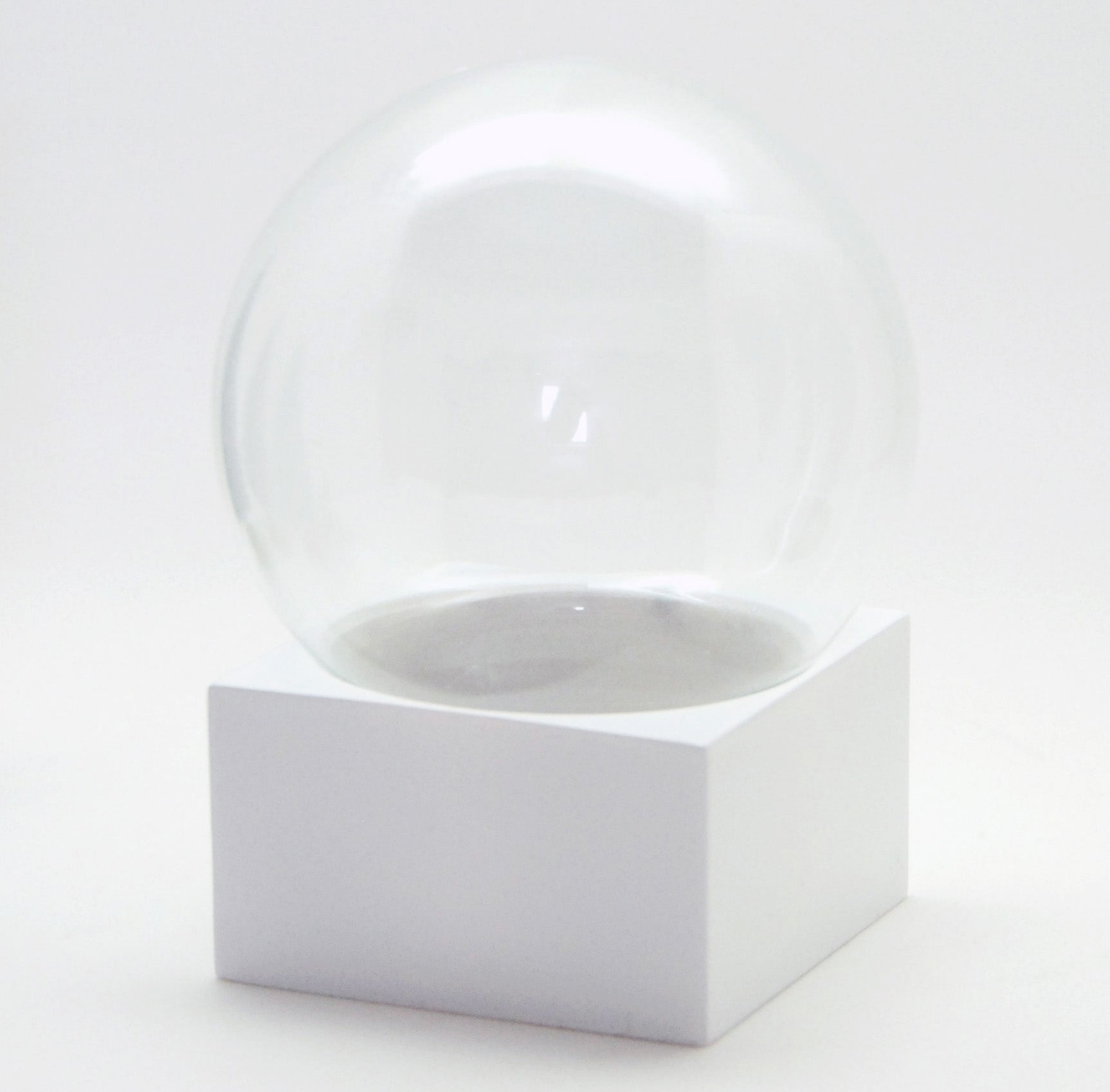 100mm Bastelset Polyresin Sockel weiß eckig mit DIY-Schneekugel - Schneekugelhaus