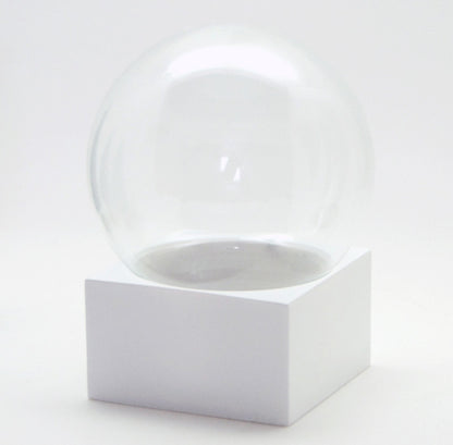 100mm Bastelset Polyresin Sockel weiß eckig mit DIY-Schneekugel - Schneekugelhaus
