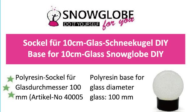 100mm Bastelset Polyresin Sockel weiß mit DIY-Schneekugel - Schneekugelhaus