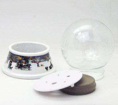 100mm Bastelset Porzellan Sockel nostalgische Schneeelandschaft mit DIY-Schneekugel für Spieluhr - Schneekugelhaus
