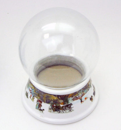 100mm Bastelset Porzellan Sockel nostalgische Schneeelandschaft mit DIY-Schneekugel für Spieluhr - Schneekugelhaus