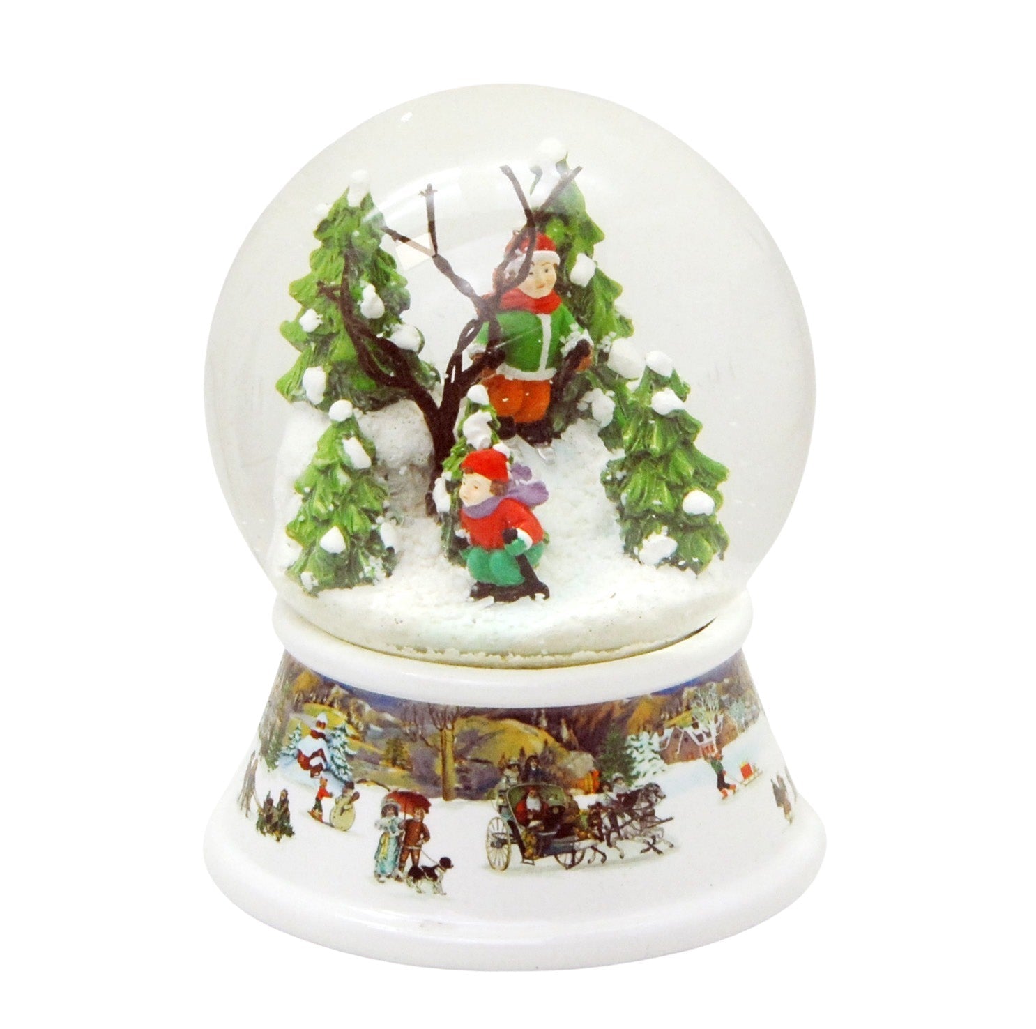 100mm Bastelset Porzellan Sockel nostalgische Schneeelandschaft mit DIY-Schneekugel für Spieluhr - Schneekugelhaus