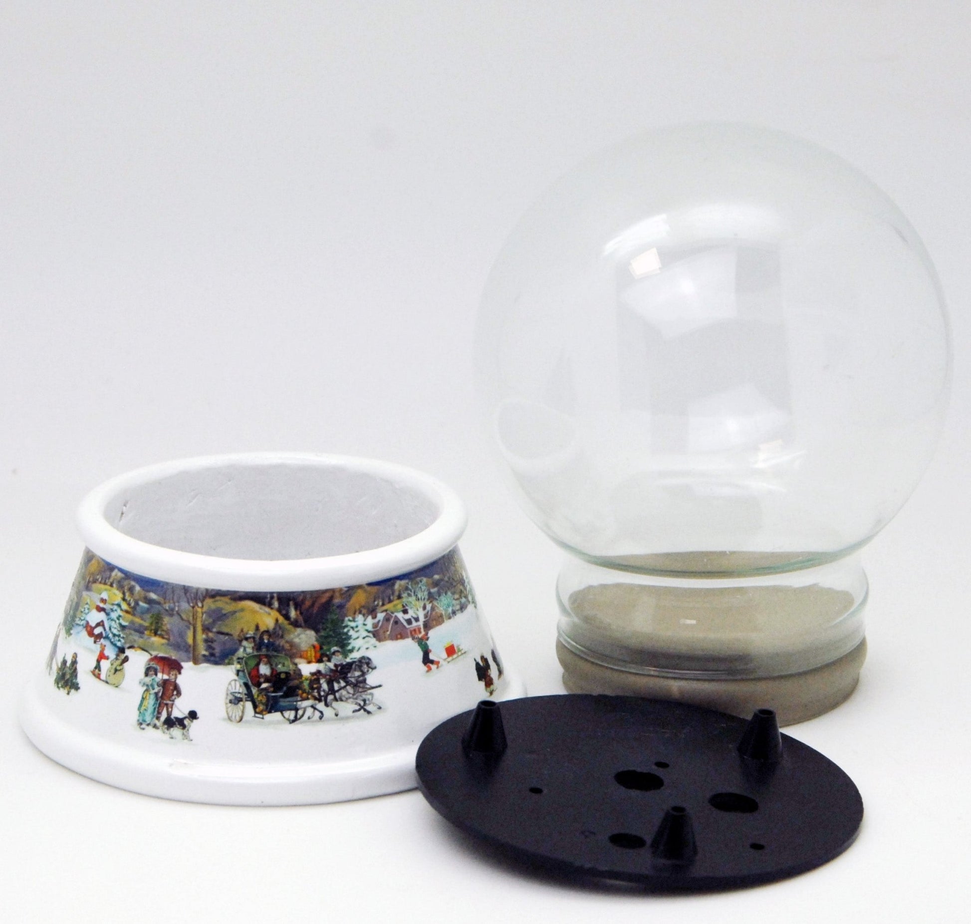 100mm Bastelset Porzellan Sockel nostalgische Schneeelandschaft mit DIY-Schneekugel für Spieluhr - Schneekugelhaus