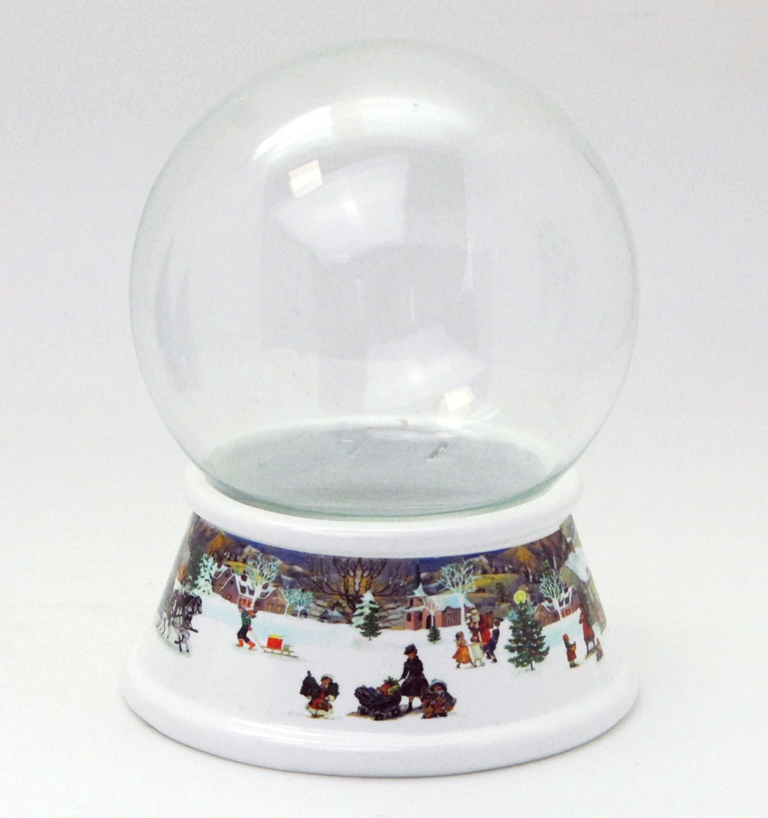 100mm Bastelset Porzellan Sockel nostalgische Schneeelandschaft mit DIY-Schneekugel für Spieluhr - Schneekugelhaus