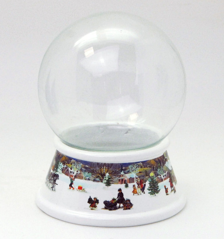 100mm Bastelset Porzellan Sockel nostalgische Schneeelandschaft mit DIY-Schneekugel für Spieluhr - Schneekugelhaus
