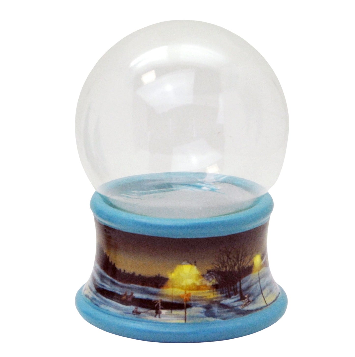 100mm Bastelset Porzellan Sockel Winterlandschaft Eisläufer blauer Rand mit DIY-Schneekugel für Spieluhr - Schneekugelhaus